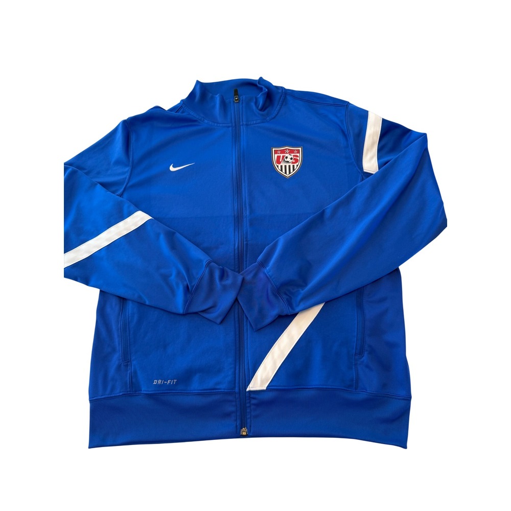 Nike USMNT Soccer Track Jacket Mens Large Blue Dri-FIT Full Zip 447322-494